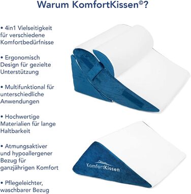 Набір подушок Keilkissen 4 шт. | Ергономічний набір подушок 12 в 1 з знімним та пральним чохлом для сну та читання