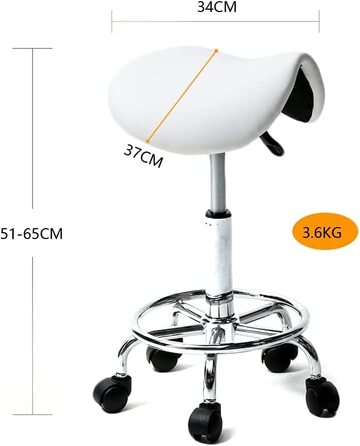 Офісний стілець на коліщатках, Професійний, з можливістю повороту на 360 , Сідельний стілець, регульований по висоті, для вітальні, масажу, кухні, офісу, туалету