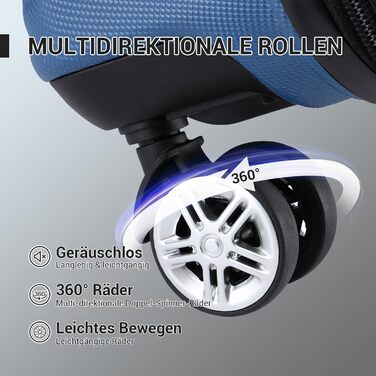 KONO Набір валіз 3 шт. з ABS, ручна валіза, набір валіз, валізи M-L-XL з колесами та TSA замком, темно-синій