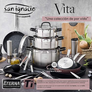 Набір сковорідок San Ignacio 16 x 4.0 см, 20 x 5.0 см і 28 x 6.0 см, кований алюміній, підходить для індукції. з 3 нейлоновими наборами посуду VITA 16/20/28 см