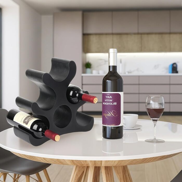Стелаж для вина на 6 пляшок, чорного кольору, для шафи, підсобки, бару, кухні
