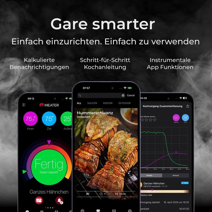 MEATER Pro Duo: Розумний термометр для м'яса | Висока термостійкість 550°C | Велика дальність | Сертифікована точність | Для приготування на грилі, в духовці, мангалі, коптильні, фритюрниці | 50+ рецептів в додатку