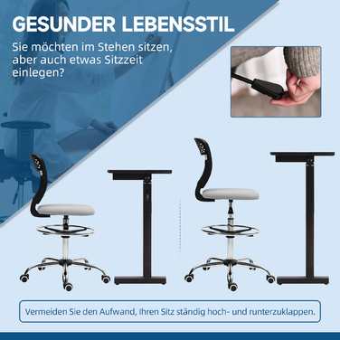 Офісний стілець, регульований по висоті, з м'яким сидінням, світло-сірого кольору