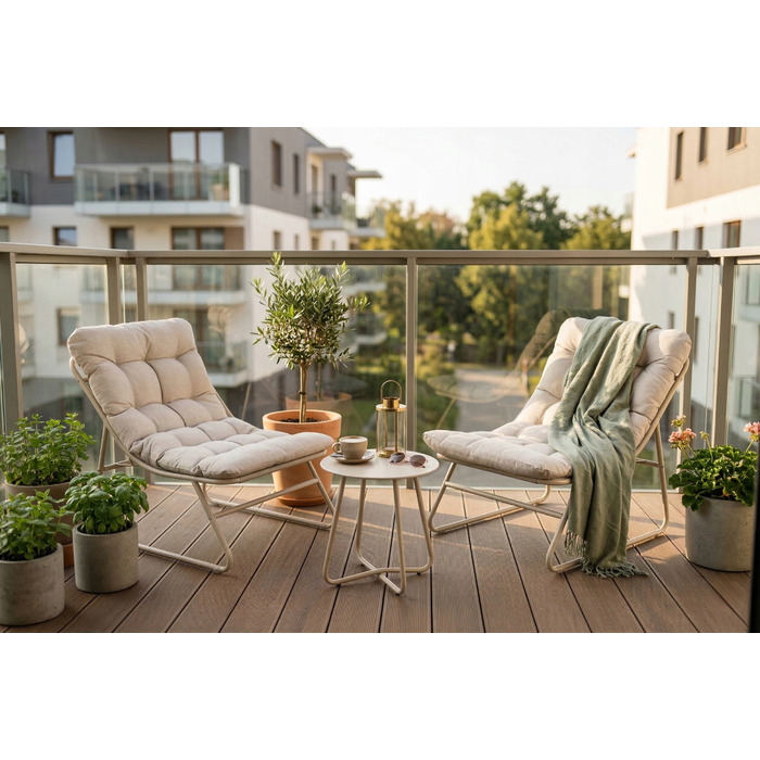 Комплект садових меблів MEBEL ELITE, тканина, бежевий, 3 предмети