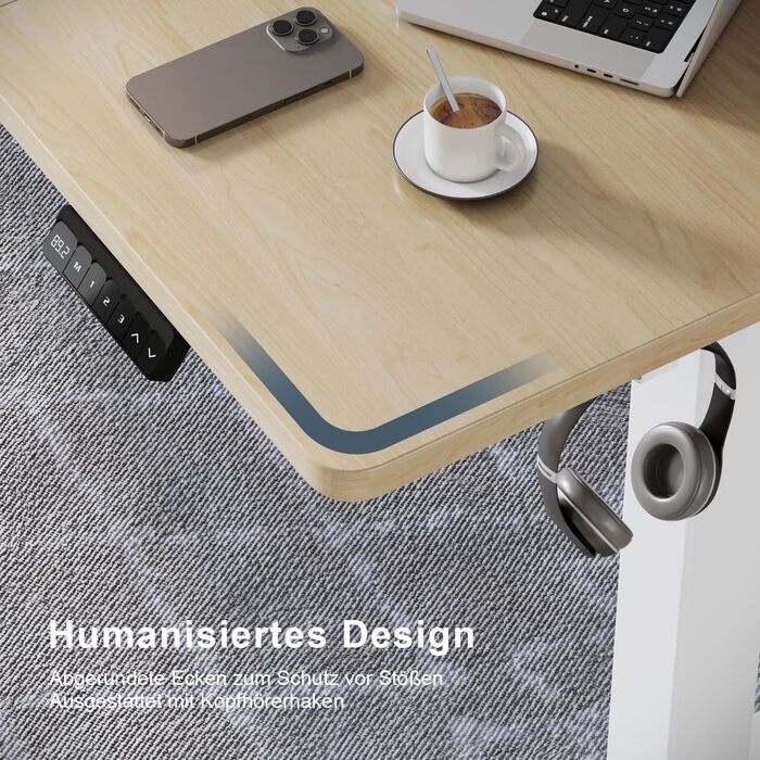 Регульований стіл, електричний, ергономічний, для дому та офісу, білий (150 x 60 см, бежевий)