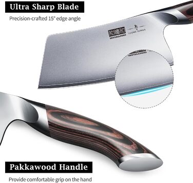 Набір кухонних ножів HOSHANHO: професійний шеф-ніж, ніж для нарізки, з нержавіючої сталі, 18 см, ергономічна ручка, подарункова коробка