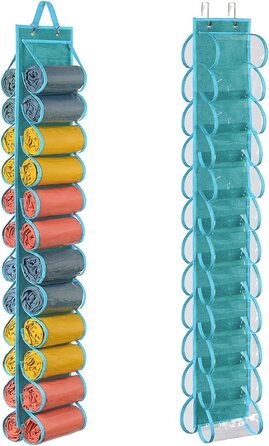 Ящик для зберігання легінсів Lirex, підвісний органайзер для зберігання легінсів для йоги з 24 кишенями, складаний органайзер з Оксфордської тканини, вішалка для сорочок, джинсів, тримач для шкарпеток для спальні (синій)