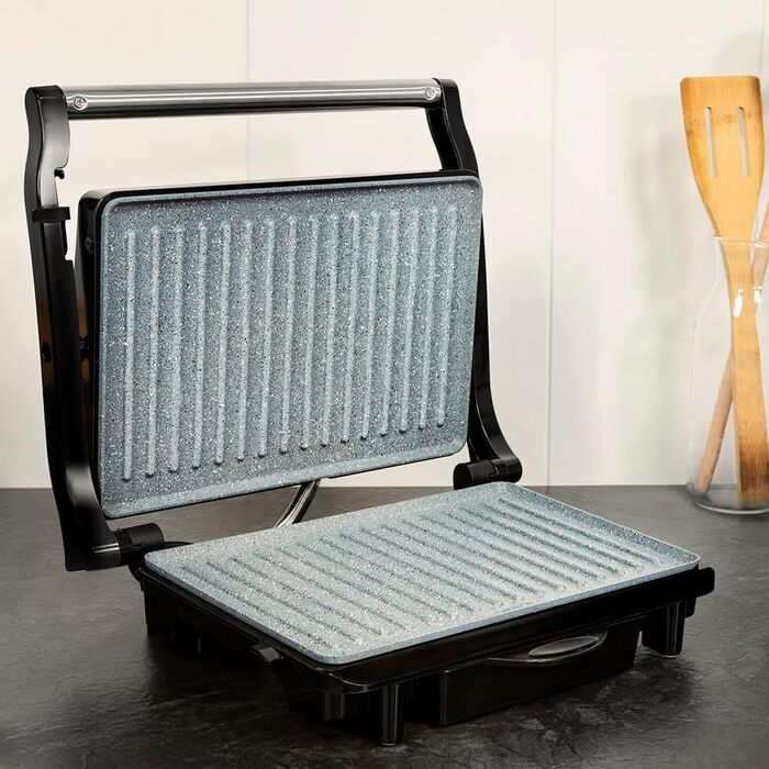 Електрогриль Cecotec Rock'nGrill 1500 Rapid з каменем RockStone, регульованою кришкою, збирачем жиру, 1500 Вт, нержавіюча сталь