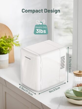 Міні-холодильник VINATO для косметики та напоїв, 4 л, 220V/12V, білий (без дзеркала)