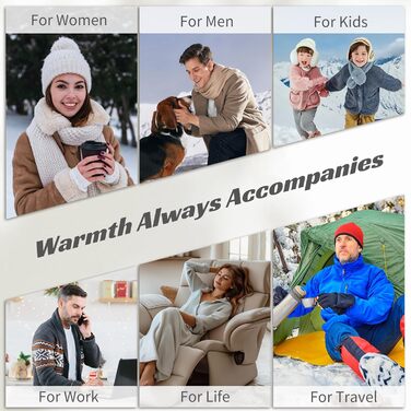 Електричний грілка для рук FANDLISS 6000 mAh, 2 шт. - багаторазовий, з USB зарядкою, для кемпінгу, на відкритий простір, на подарунок, чорний