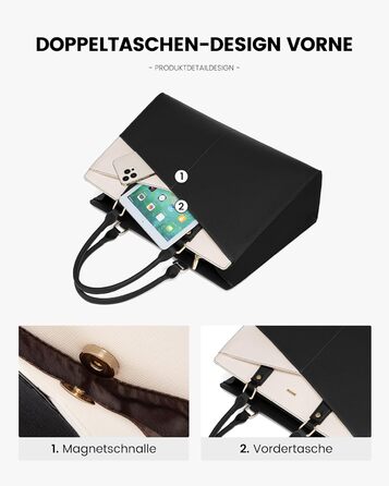 Сумка для ноутбука LOVEVOOK: жіноча сумка-шоппер, велика, на плече, 15.6 дюймів, чорна