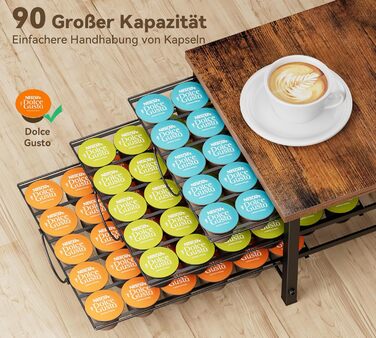 Тримач для капсул кави Dolce Gusto, металева висувна шафа для 90 капсул, з тихими направляючими та антиковзними ніжками