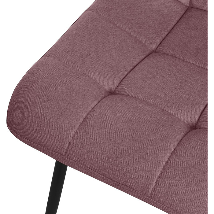 ML-Design Комплект з 2 стільців для їдальні, рожеві, з м'яким сидінням, тканинний, чорні металеві ніжки, для кухні, вітальні, офісу