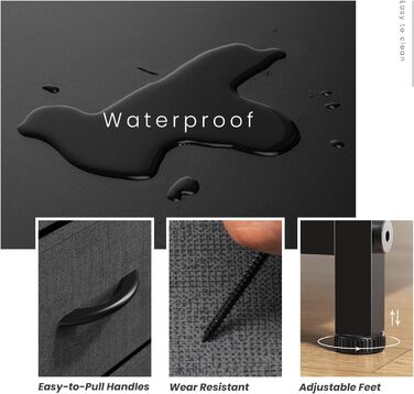 Набір з 2 тумбочок DUMOS, промисловий стиль, з шухлядою, для спальні, вітальні, дитячої кімнати, сірий/білий