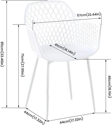 Набір садових стільців для відпочинку на терасі та балконі. Міцні крісла з підлокітниками, витримують до 120 кг, колір білий