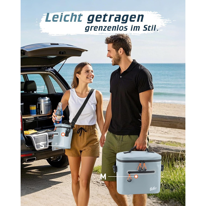 Термосумка-холодильник 7/14/24л ізольована водонепроникна для кемпінгу, пікніка, пляжу та грилю - міцна, сіра 7л