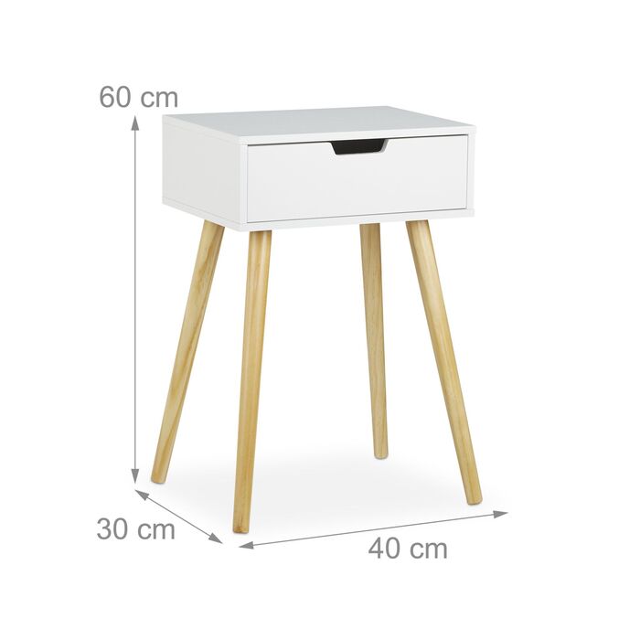 Приліжкова тумбочка Relaxdays біла з шухлядою