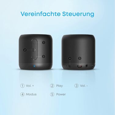 Портативна Bluetooth колонка Anker Soundcore Mini, чорна: 15 годин роботи, FM радіо, потужний бас, Bluetooth 20 м