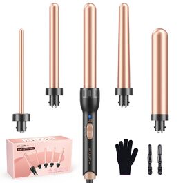 BESTOPE MIX Локкенштаб 5-в-1: Набір для завивки волосся з керамічним нагрівом, 9-32 мм, різні насадки для великих та маленьких локонів, швидкий нагрів, регульована температура, для довгих та коротких волосся