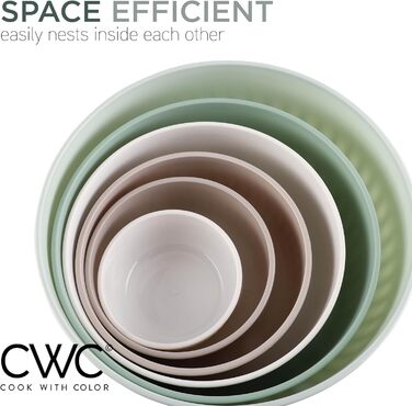 Набір мисок COOK WITH COLOR 12 шт. з кришкою, блакитно-зелений, широкі та глибокі, з можливістю складання, пластик