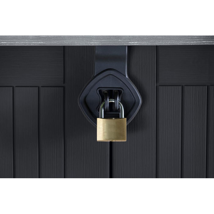 Мультифункціональний ящик для сміття Keter Store-it-Out Midi 845 л, 130x74x110 см, поліпропілен, сірий/чорний, захист від УФ, водонепроникний, з можливістю замикання
