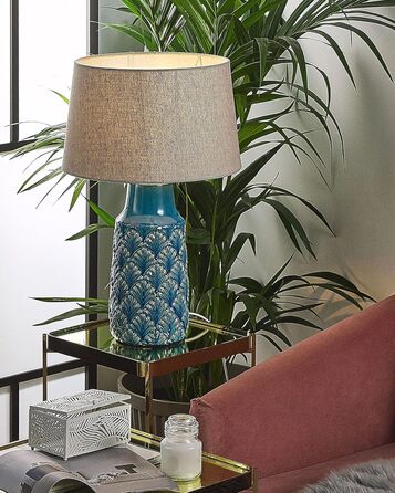 Декоративна настільна лампа Beliani Thaya, кераміка/поліестер, блакитна