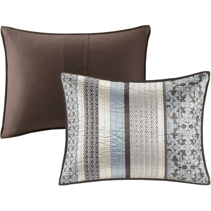 Комплект постільної білизни Madison Park Quilt Luxe Jacquard, оверсайз King, Прінстон, червоний/синій, 5 предметів