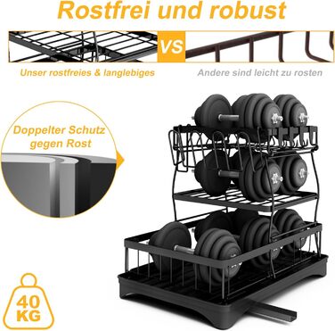 Ярусна металева сушарка для посуду HZE, чорна, великої місткості для кухонної стійки, 3-