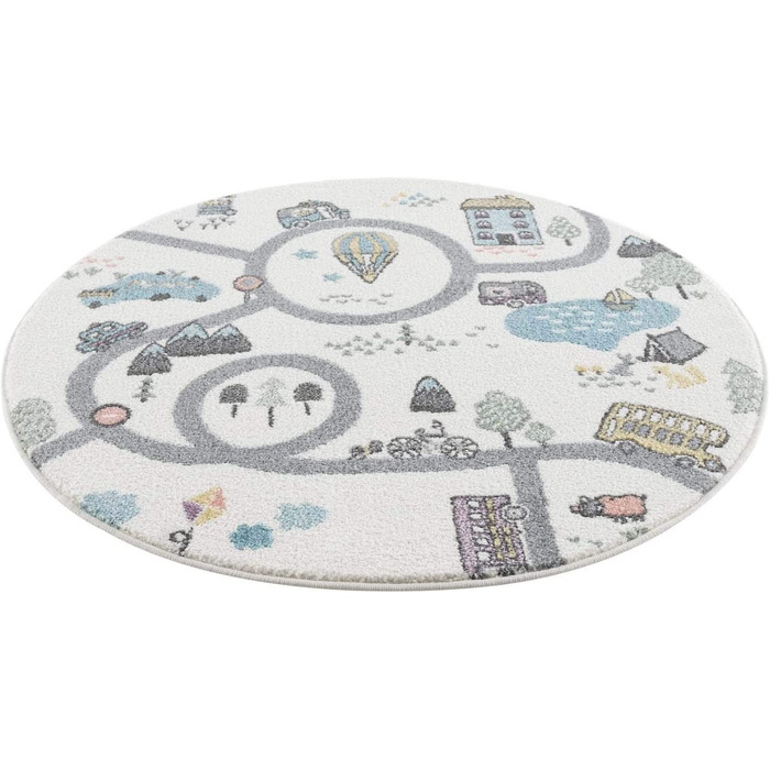 Килимок для дитячої кімнати pay-пастельні тони - 160x230 см - ігровий килимок з плоским ворсом Дитячий вуличний килимок для хлопчиків і дівчаток - Oeko Tex 100 Standard (круглий 160 см)