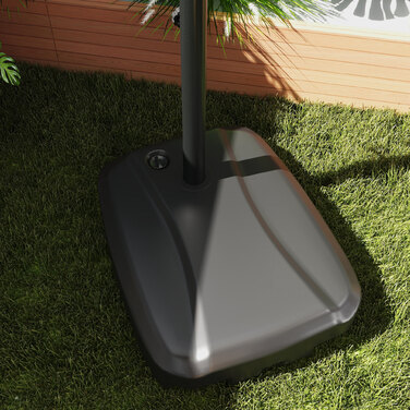 Відображуваний зонт для саду розміром 247 x 247 см з подвійним куполом, ручним механізмом, стійкою та водовідштовхувальним покриттям, темно-сірого кольору.