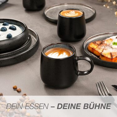 Набір посуду Moritz & Moritz SOLID 24 предмети для 6 осіб, кераміка, антрацит - обідні тарілки, глибокі тарілки, маленькі тарілки, чашки з ручками