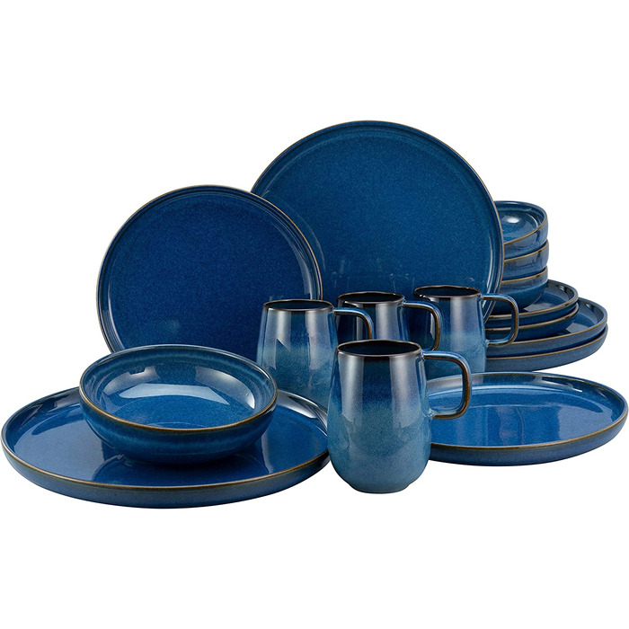 Набір посуду серії uno, набір тарілок з 12 предметів (комбінований сервіс з 16 предметів, Atlantico), 22979