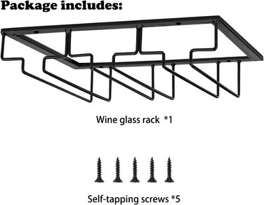 Тримач для келихів вина – органайзер для підвішування у шафу, металевий, для кухні, бару (3 ряди, 1 шт.) (Чорний)