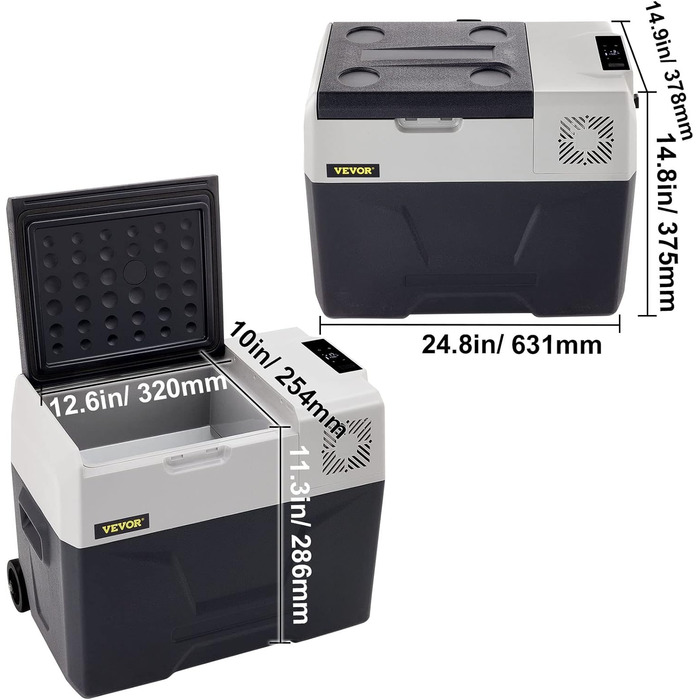 Автохолодильник VEVOR 35л нержавіюча сталь 12/24V DC та 220V AC, портативний компресорний міні-холодильник -20°C до +20°C для авто, вантажівок, кемпінгу, відпочинку