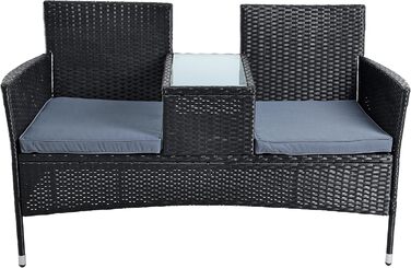 Садові меблі ESTEXO з ротангу (поліротанг) для двох осіб: лавка, комплект для відпочинку на балкон/терасу, чорний колір