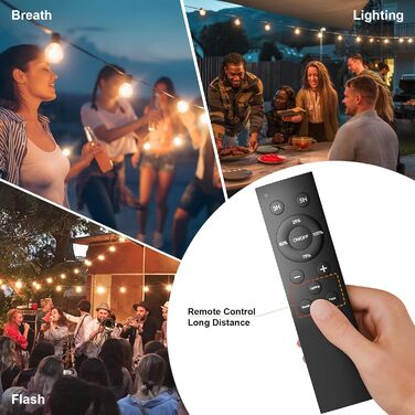 Ланцюжок вогнів GLUROO для вулиці, диммування, 45.7м, водонепроникний, з пульт, 75+2 G40, LED, для саду