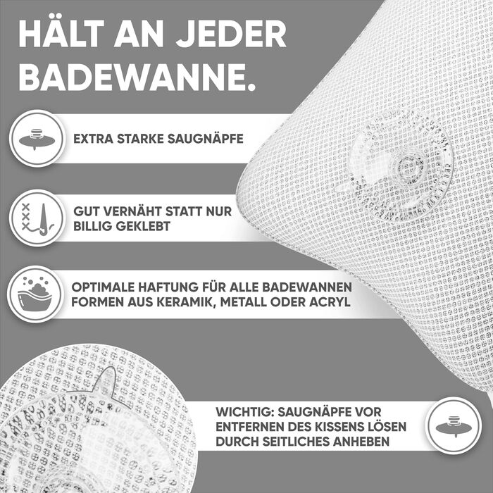 Преміум подушка для ванни XXL рожева | Додаткові подушки для шиї та плечей | Швидковисихаюча, пральна подушка для ванни з 4 великими присосками | Подушка для ванни рожева (маленька, біла)