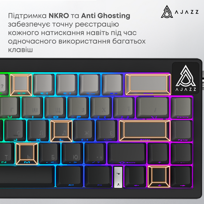 Дротова механічна клавіатура Ajazz AK650 Day Dream switches Gradient Black Grey (AK650-DD-BG)