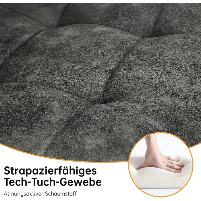 LEWE Комплект з 4-х обідніх стільців Esszimmerstühle - сучасні стільці для кухні та їдальні, з металевими ніжками та м'яким сидінням з технічної тканини, темно-сірий