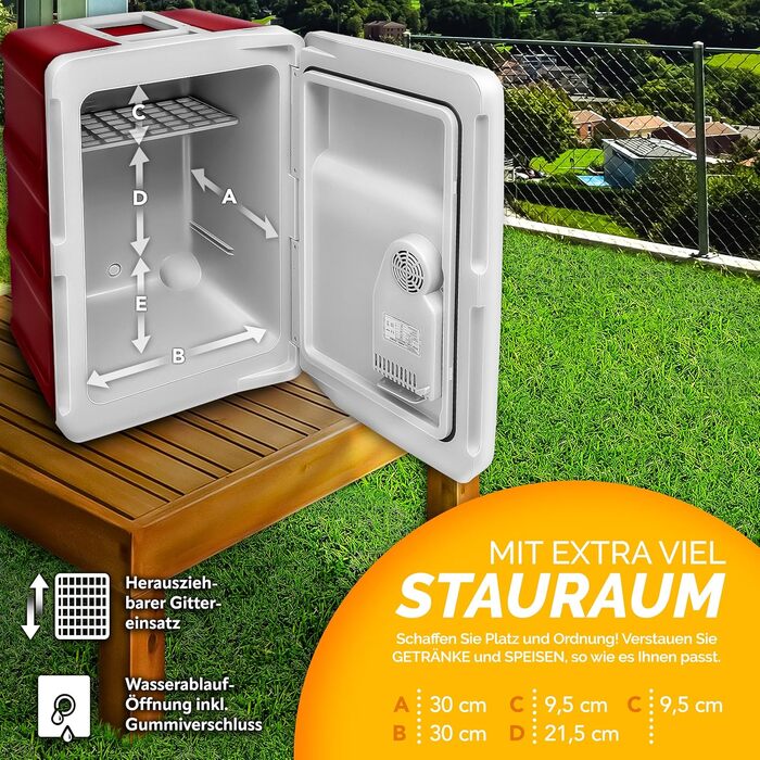 Автомобільний холодильник Tillvex 40л електричний з колесами (230V/12V) - охолодження та підігрів, ECO-режим, червоний