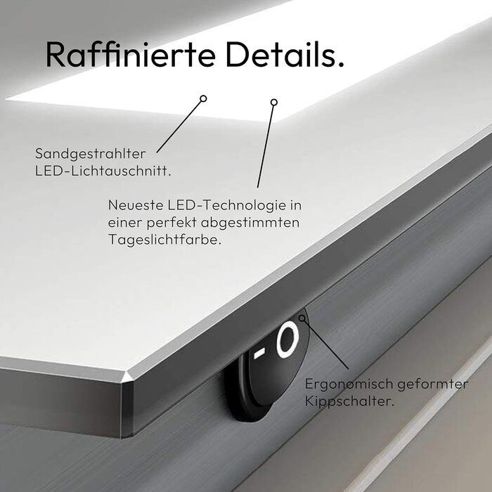 Дзеркало для ванної кімнати Talos Horizon LED 50x70 см з підсвічуванням, нейтрально-білим світлом та алюмінієвою рамою