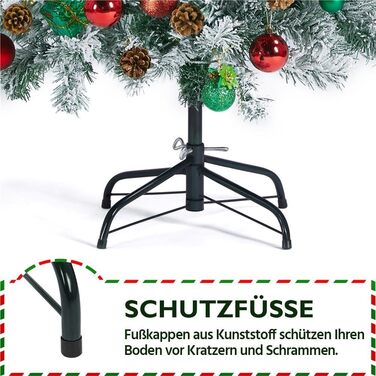Штучна ялинка Yaheetech зі снігом 183 см (діаметр 120 см), 820 гілок, з металевим підставкою, швидкий монтаж, розкладний механізм для ялинки на Різдво