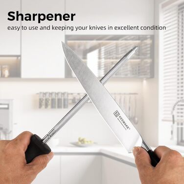 Набір кухонних ножів Keemake 8+15 шт. з бруском: кухонні ножі, ніж для хліба, ніж для м'яса, кухонні аксесуари