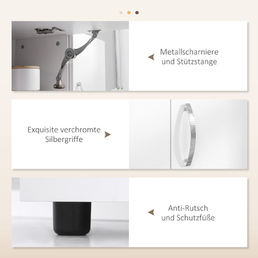 Шафа для кухні, буфет з 3 висувними ящиками та 3 полицями, великий об'єм для зберігання, 89x39,5x168 см, білий