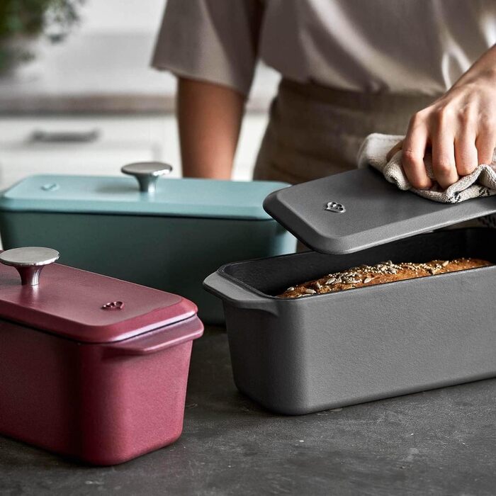 Форма для випічки Springlane з чавуну з кришкою 3L, емальована, для хліба, паштетів та запіканок, 33,5 x 13 см, м'ятний колір