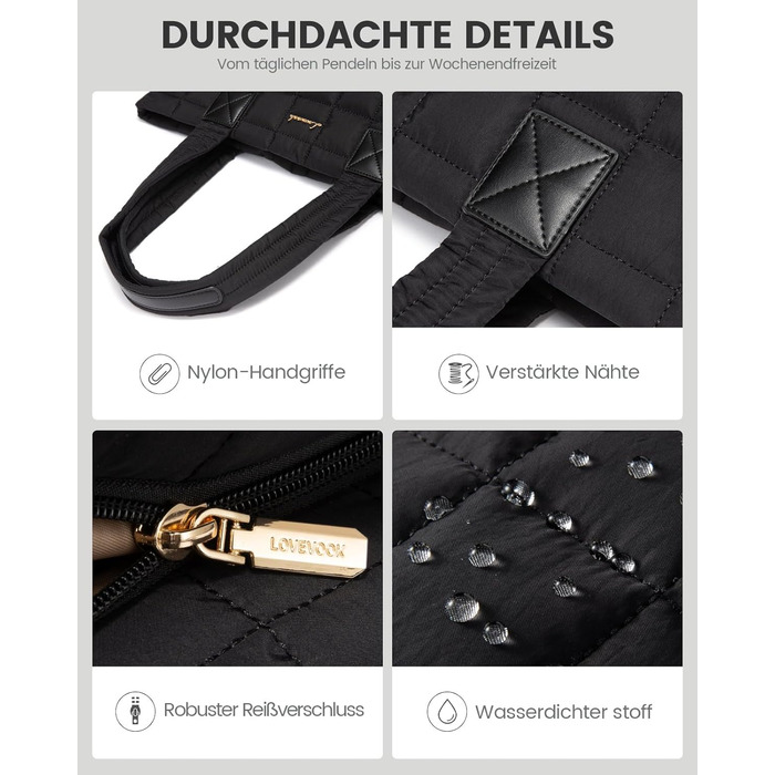 Сумка для ноутбука LOVEVOOK 15.6 дюймів для жінок: робоча, шкільна, для офісу, чорна
