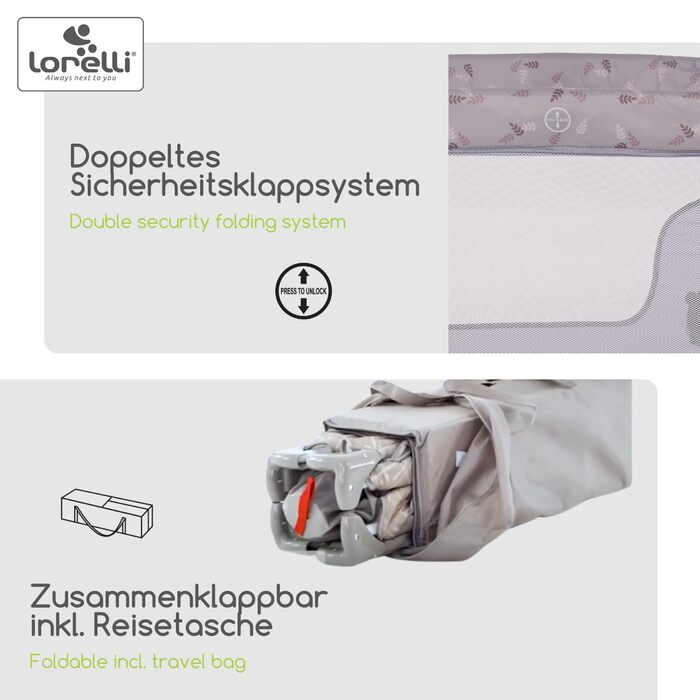 Lorelli Babybett und Laufstall Moonlight 2 в 1: дитяче ліжко та ігровий центр, рожевий, з транспортною сумкою