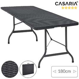 Садовий стіл чорний ротанг вигляд 180x75x73см складаний