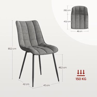Крісла для їдальні WOLTU (6 шт.), для вітальні, кухні, їдальні. М'які кухонні крісла з підлокітниками, штучна шкіра, металеві ніжки, до 150 кг, сірі (6 шт.)