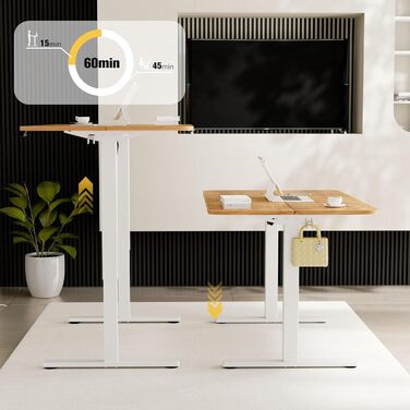 Електричний регульований стіл Ergomaker з пам'яттю та плавним запуском/зупинкою, телескопічний, одномоторний, білий